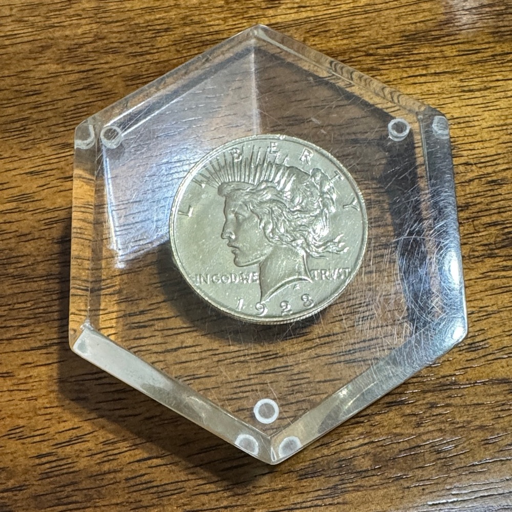 Silver Coin in Acrylic Display